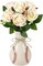 6PCS Baseball Rose Artificial Flowers with Leaves, White Silk Faux Roses 15.7" Sports Theme Flower Bouquet for Wedding, Party, Graduation & Table Centerpieces